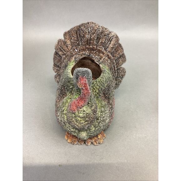 Set Of 2 Frosted Ceramic Turkey Candle Holders - 5x4.5x5.25” - Picture 5 of 11